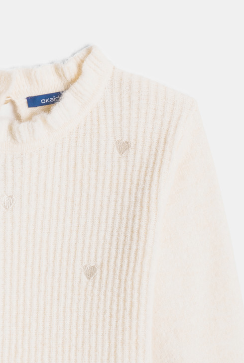 Robe pull patineuse col montant blanche Fille