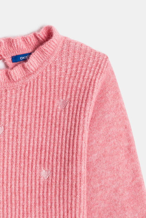 Robe en maille rose col montant Fille