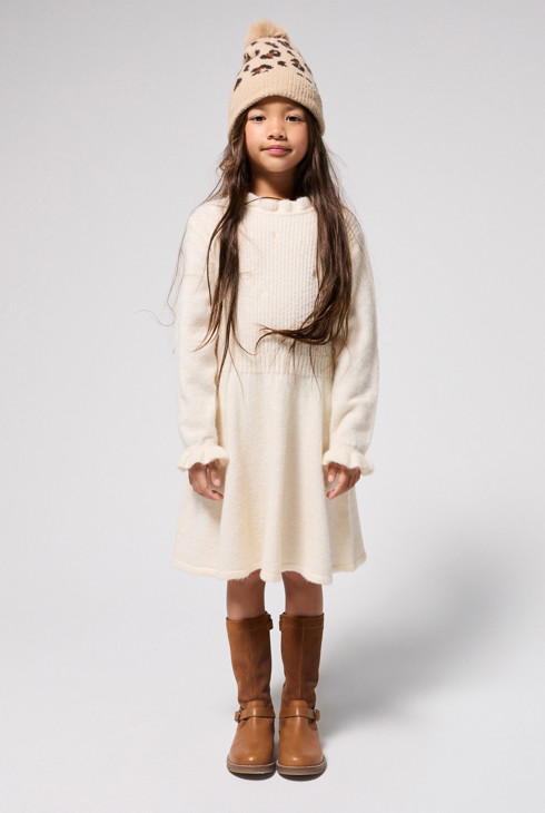 Maxi pull skater bianco a collo alto per Bambina 1
