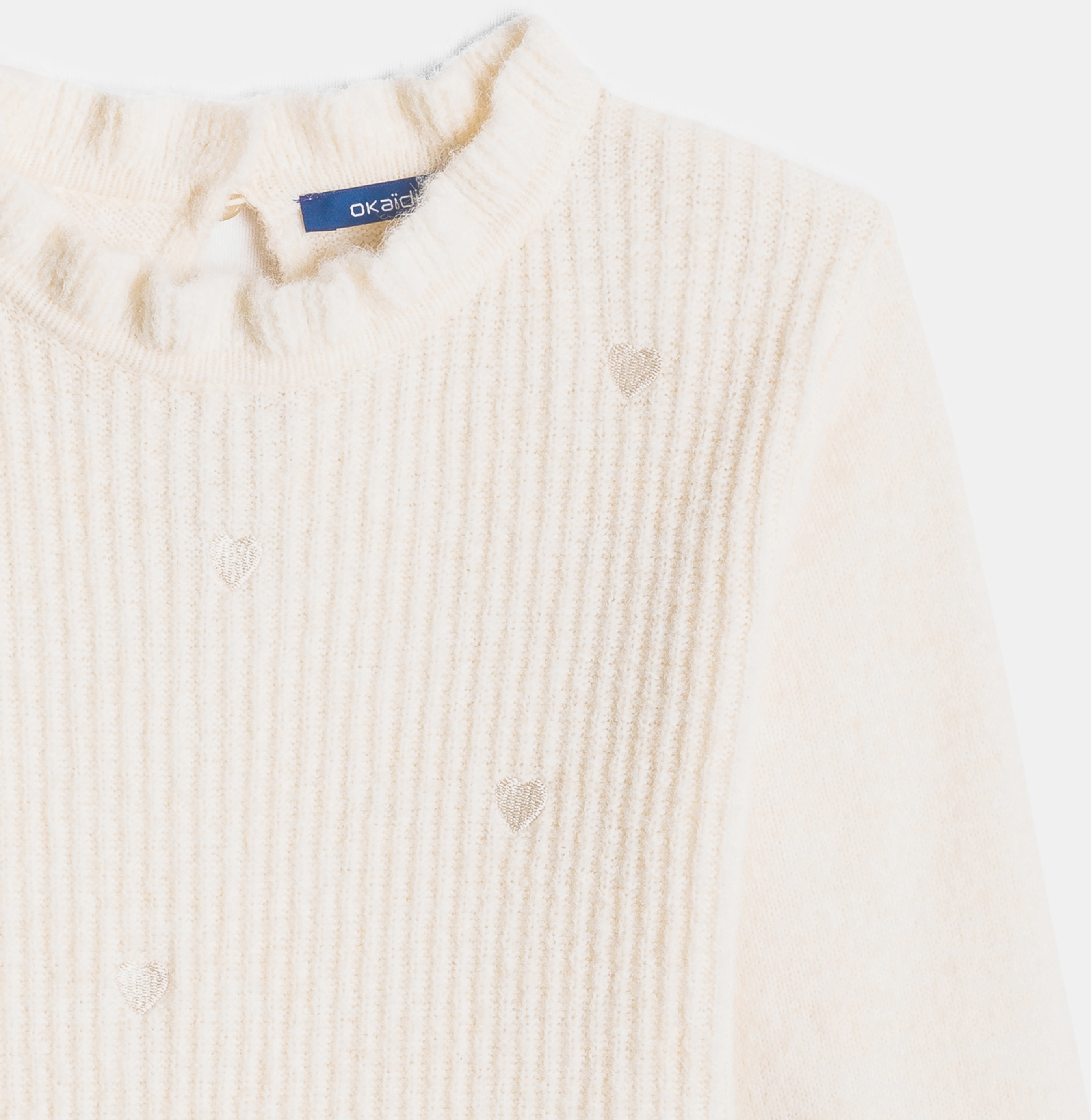 Robe pull patineuse col montant blanche Fille