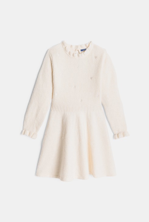 Robe pull patineuse col montant blanche Fille 2