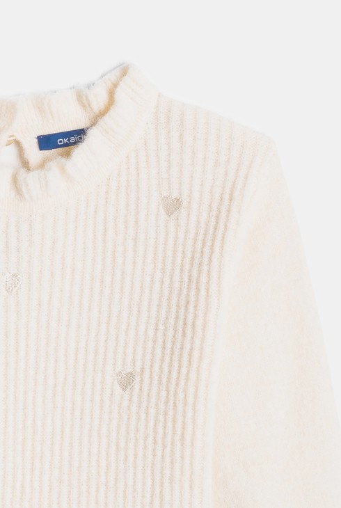 Robe pull patineuse col montant blanche Fille