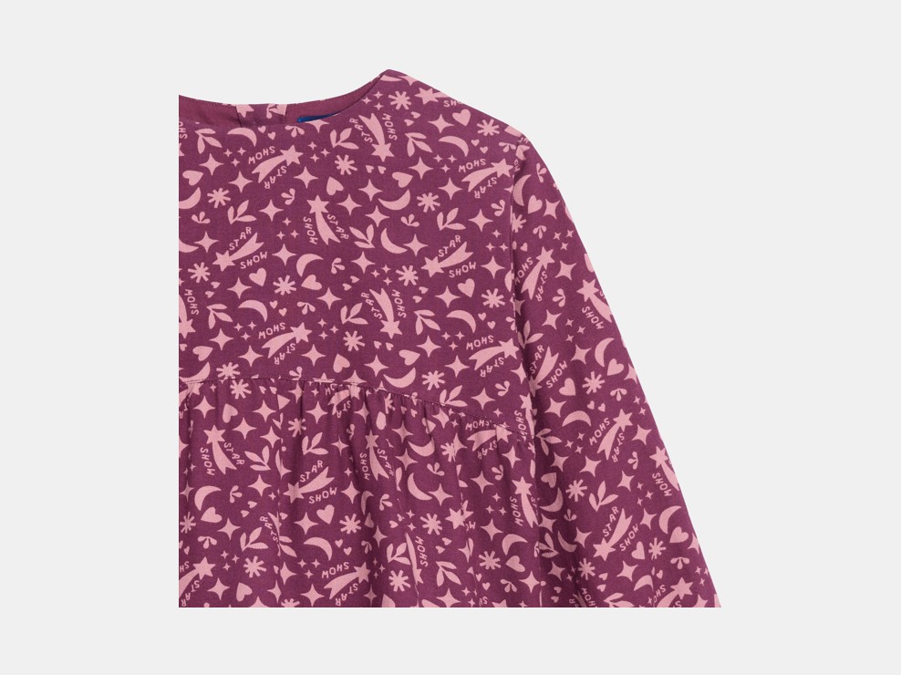 Vestido de manga larga estampado violeta niña 2