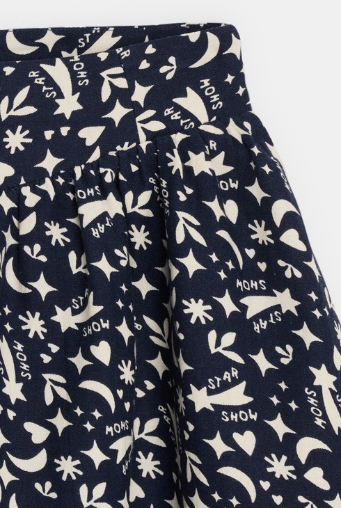 Jupe courte évasée imprimée bleu marine Fille