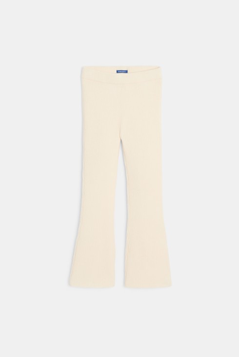 Leggings bianco sporco boot cut a coste per Bambina 1