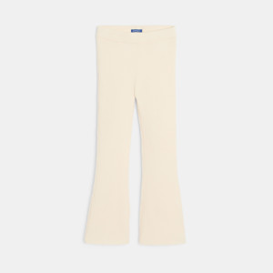 Leggings boot cut côtelés blanc cassé Fille