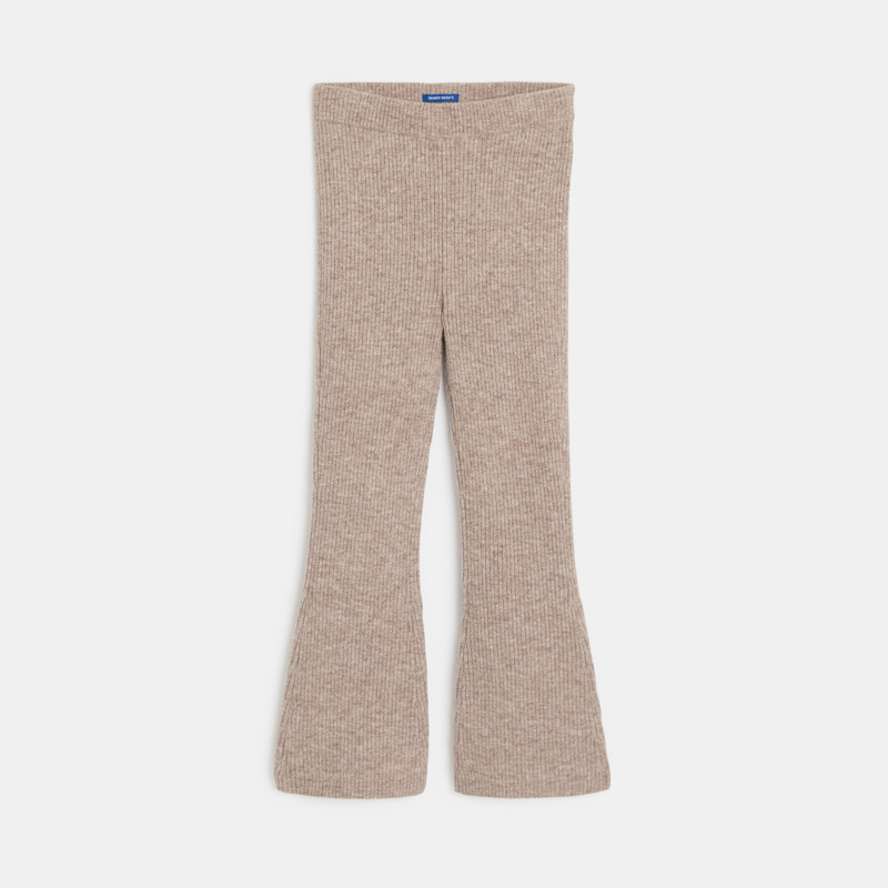 Gerippte Bootcut-Leggings in Beige für Mädchen