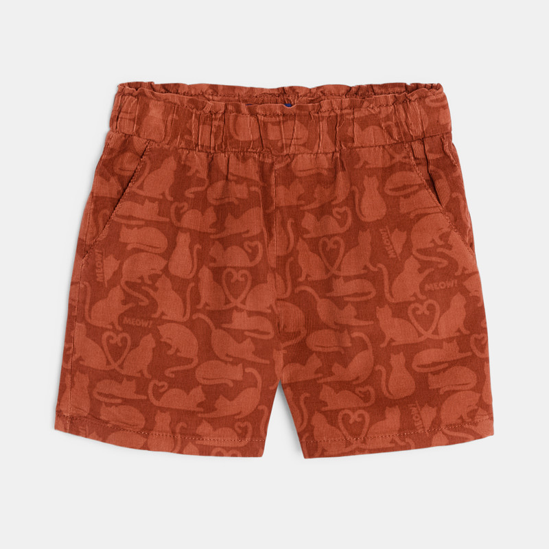 Shorts braun hoher Bund Katzenmotiv Mädchen