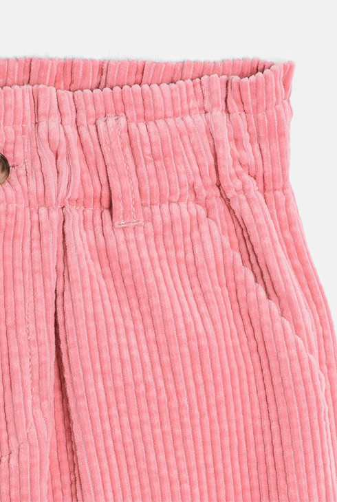 Pantalon large en velours côtelé rose Fille