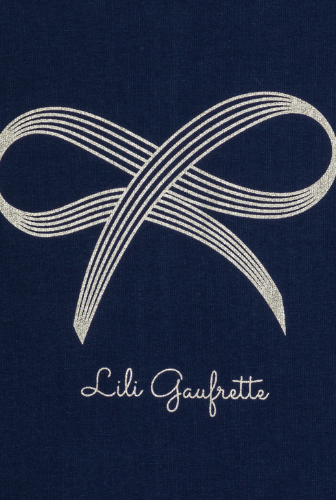 Robe bi-matière bleu marine fille Lili Gaufrette 2