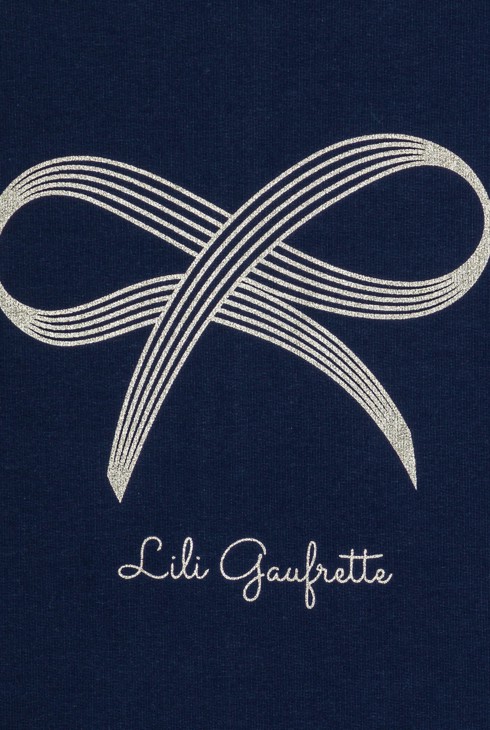 Robe bi-matière bleu marine fille Lili Gaufrette 2