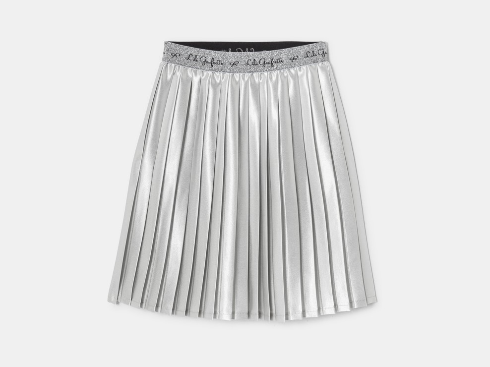 Faltenrock schillernd grau Mädchen Lili Gaufrette 1