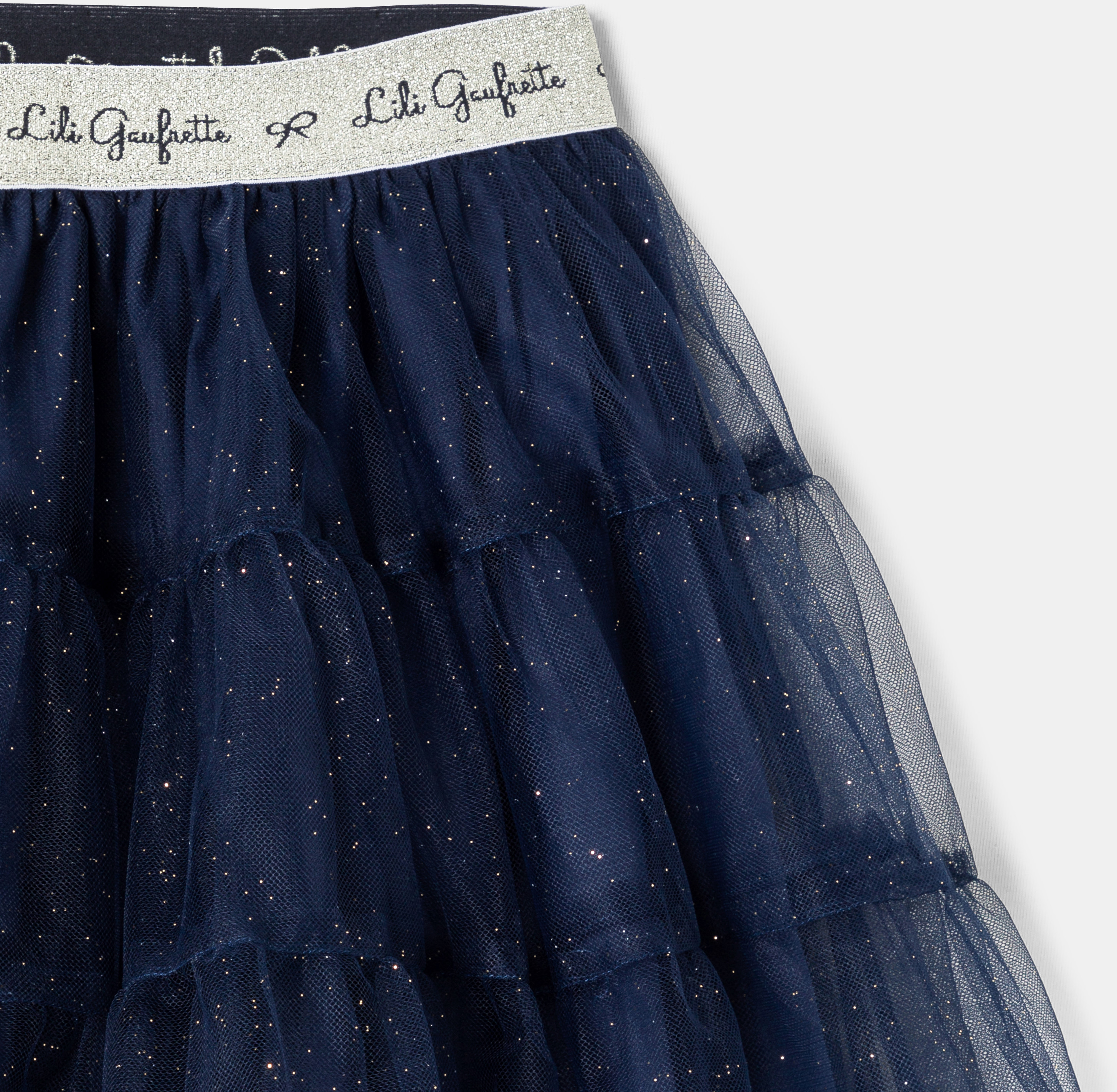 Schillernder Tüll-Unterrock in Marineblau für Mädchen Lili Gaufrette 2