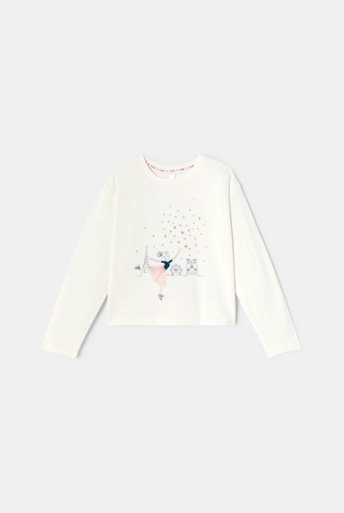 Weißes T-Shirt Paris mit Sternen – Lili Gaufrette 1