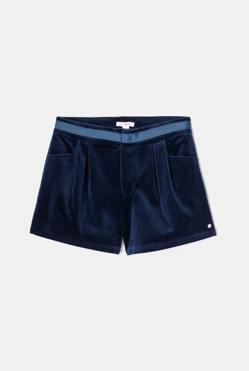 Shorts con pinces in velluto blu navy Lili Gaufrette bambina 1