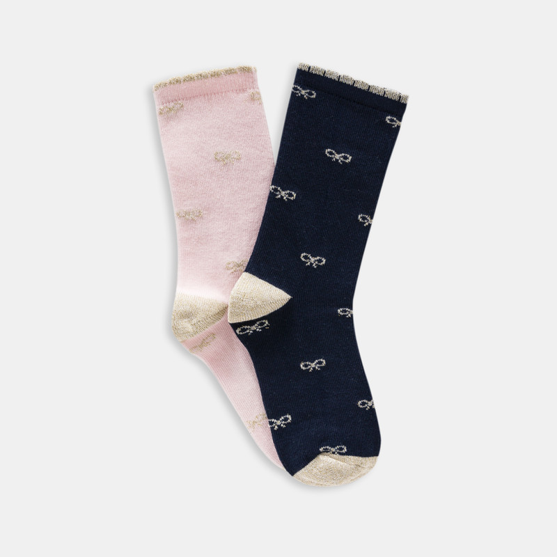Schleifen-Socken Lili Gaufrette für Mädchen (2er-Pack)