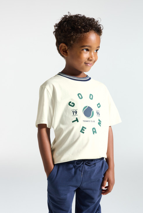 Weißes Kurzarm-T-Shirt mit Schriftzug für Jungen 2