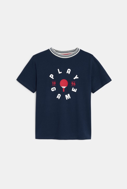 T-shirt manches courtes à message bleu Garçon 2