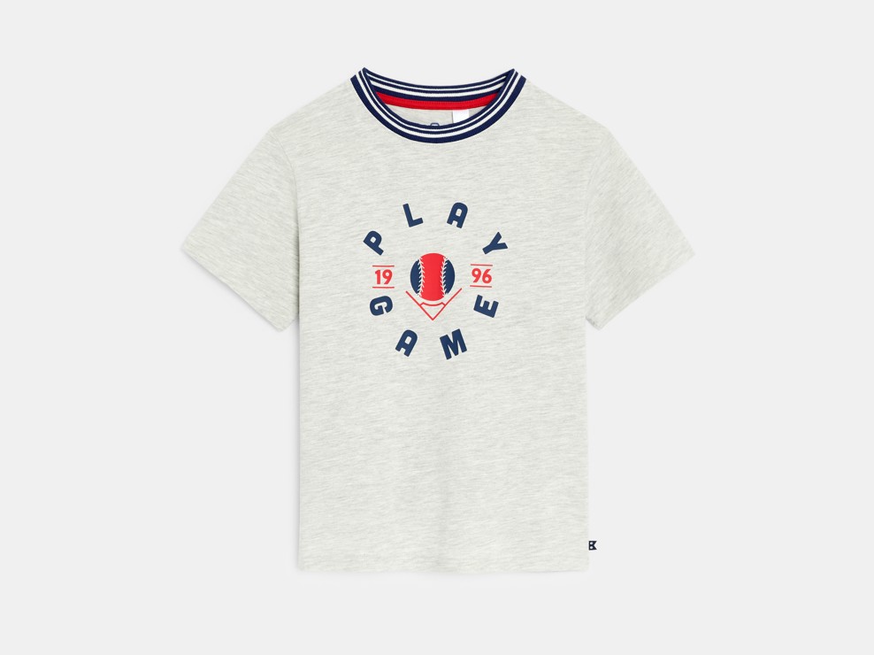T-shirt a maniche corte con scritta grigio mélange per bambino 2