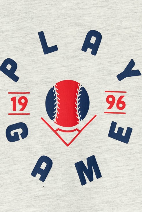 Kurzarm-T-Shirt mit Schriftzug grau meliert Jungen