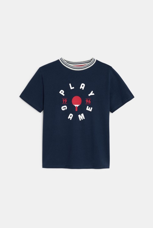 Blaues Kurzarm-T-Shirt mit Schriftzug für Jungen 2