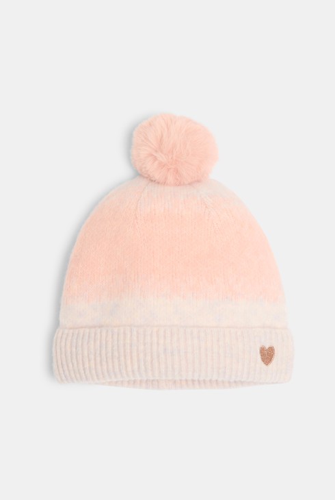 Bonnet chaud à pompons rose dégradé Fille 1