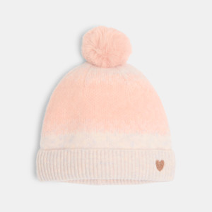 Bonnet chaud à pompons rose dégradé Fille