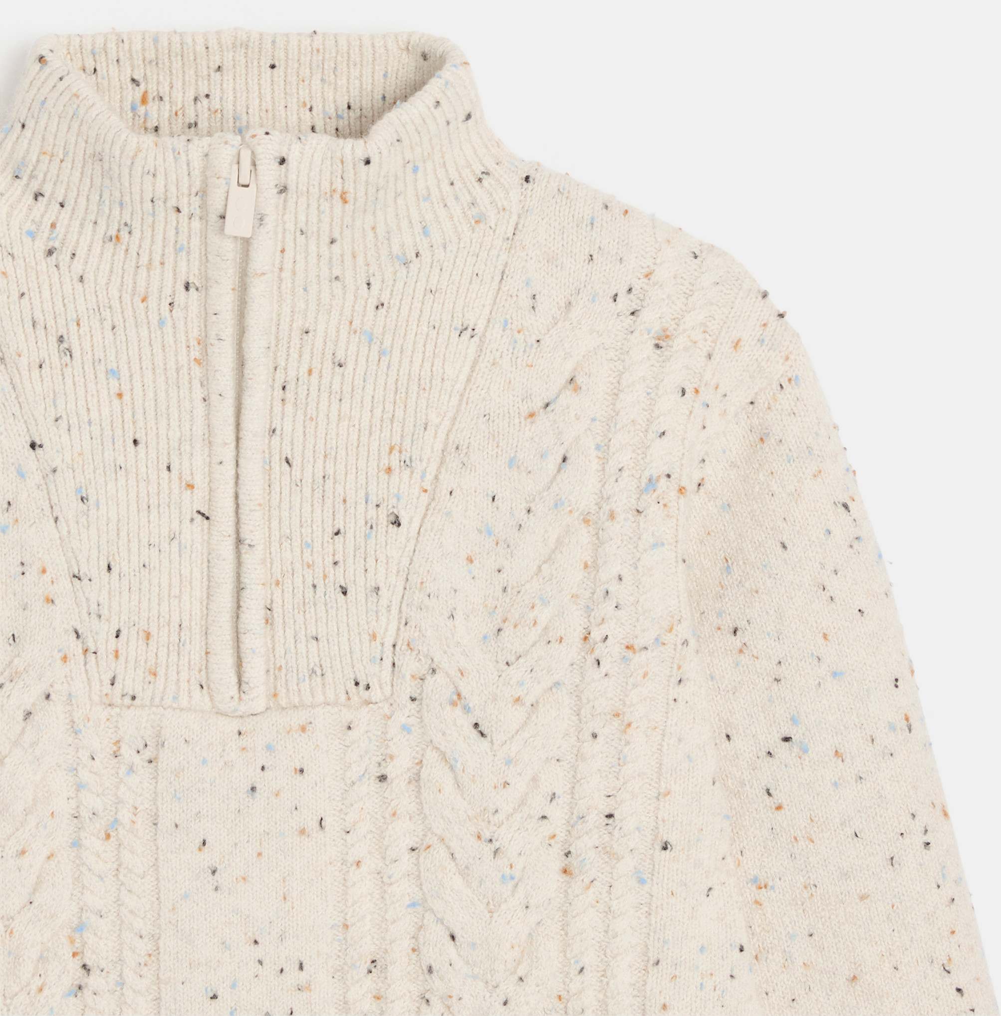 Boy's white mottled trucker-neck jumper 2