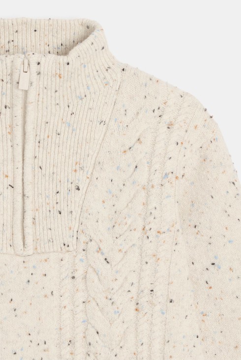 Boy's white mottled trucker-neck jumper 2