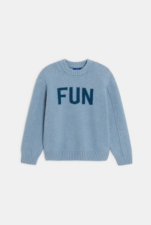 Maglione blu con scritta bambino 1