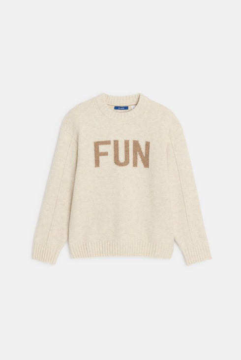 Baby boy's beige slogan jumper 2