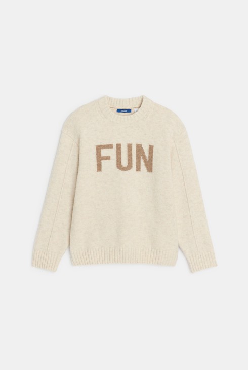 Baby boy's beige slogan jumper 2
