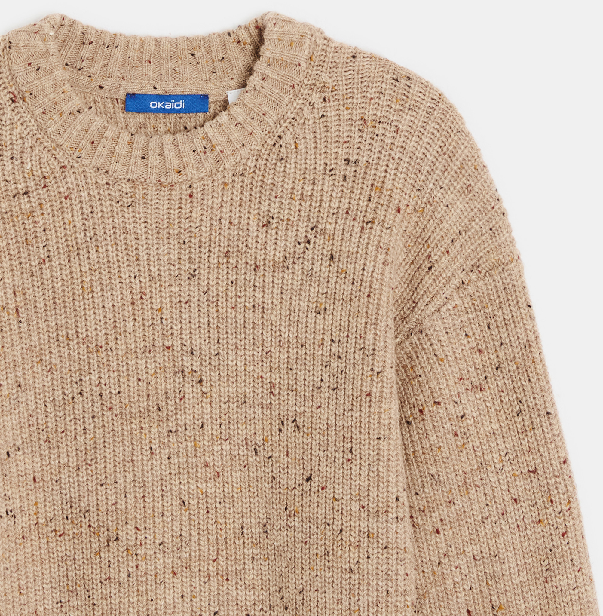 Baby boy's beige mottled rib-knit jumper 2