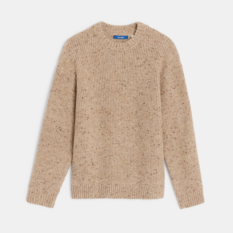 Melierter gerippter Pullover in Grau für Jungen