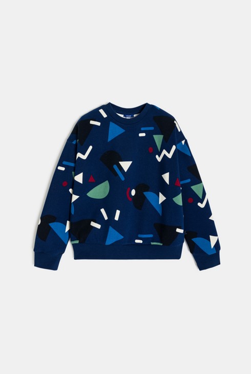 Blaues Sweatshirt mit geometrischem Muster für Jungen 1