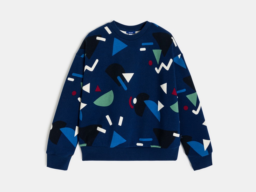 Sweat-shirt à motifs géométriques bleu Garçon 1
