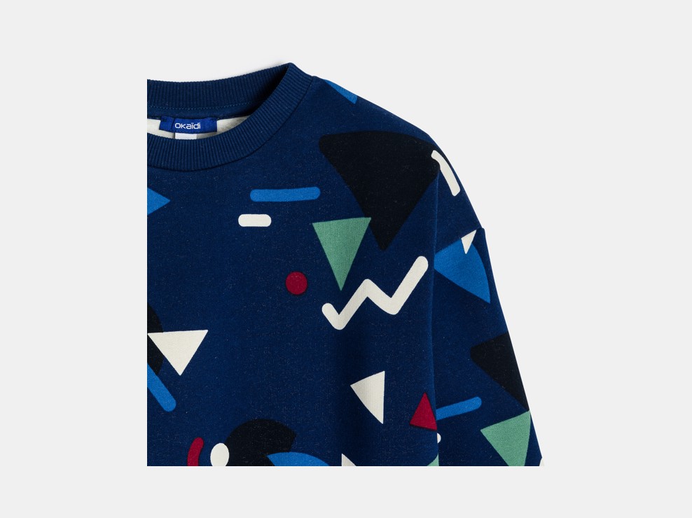 Sweat-shirt à motifs géométriques bleu Garçon 2