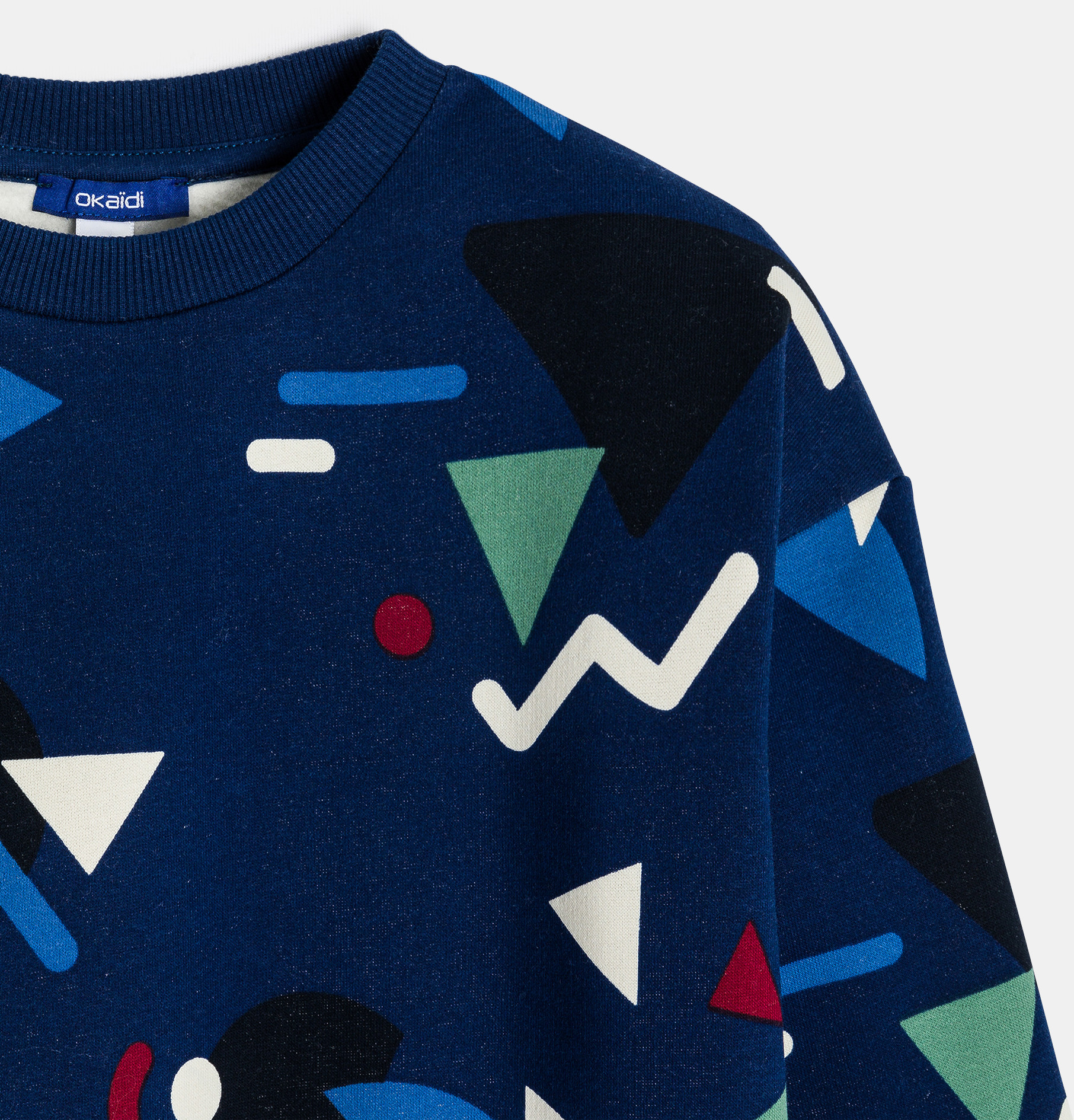 Boy's blue geometric motif sweatshirt 2