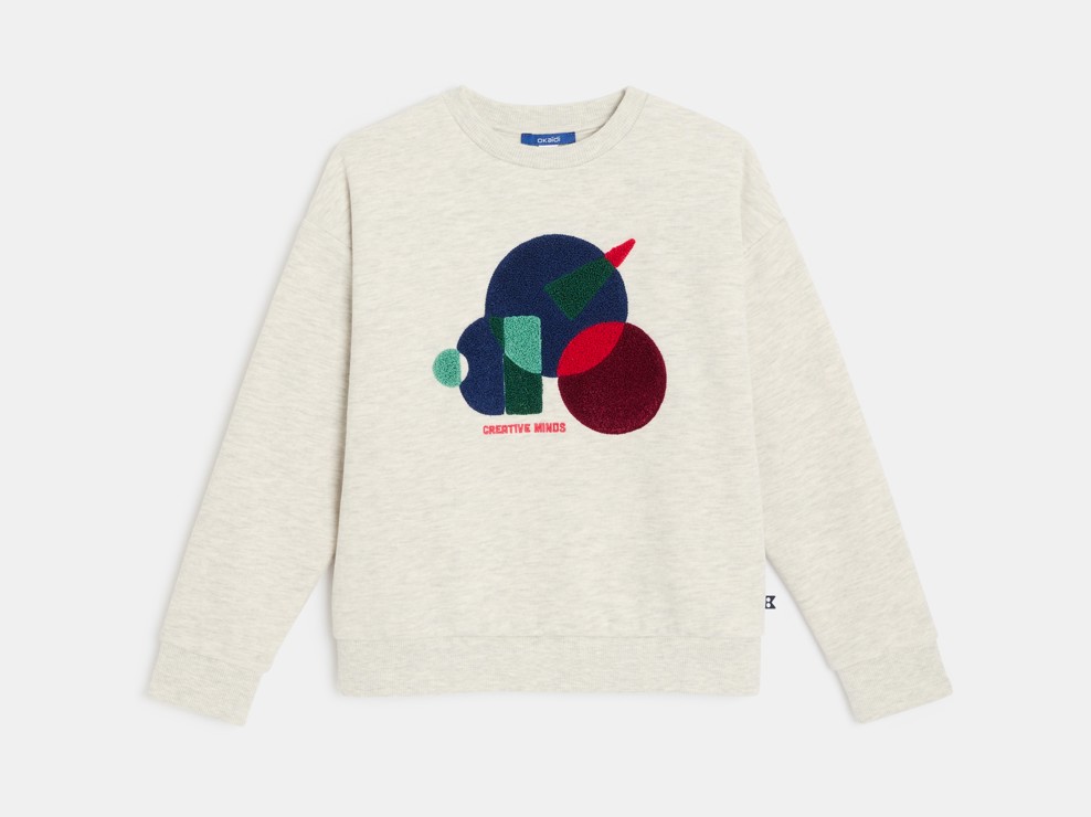 Sweatshirt in Ecru mit geometrischem Muster für Jungen 2