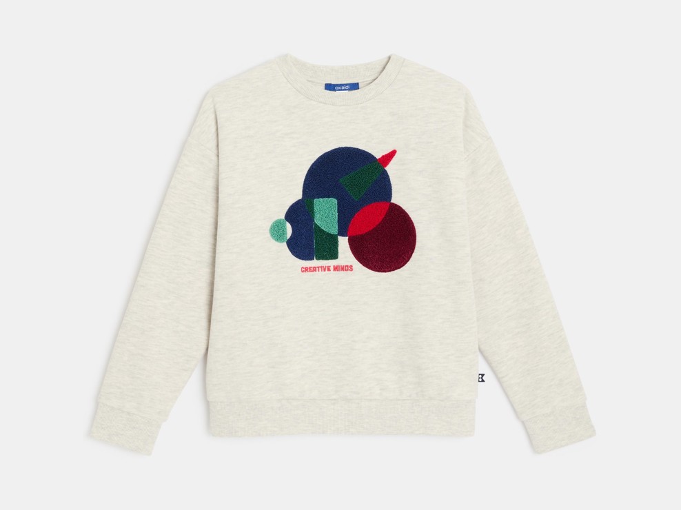 Ecru sweatshirt met geometrische motieven voor jongens 2