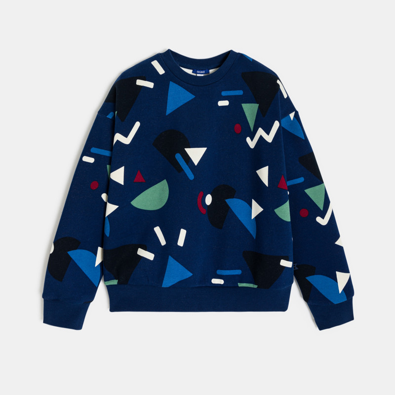 Blaues Sweatshirt mit geometrischem Muster für Jungen