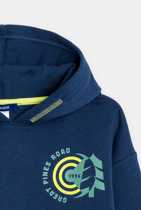 Sweat bleu à capuche Garçon