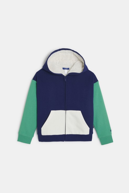 Felpa con cappuccio blu colorblock per Bambino 1