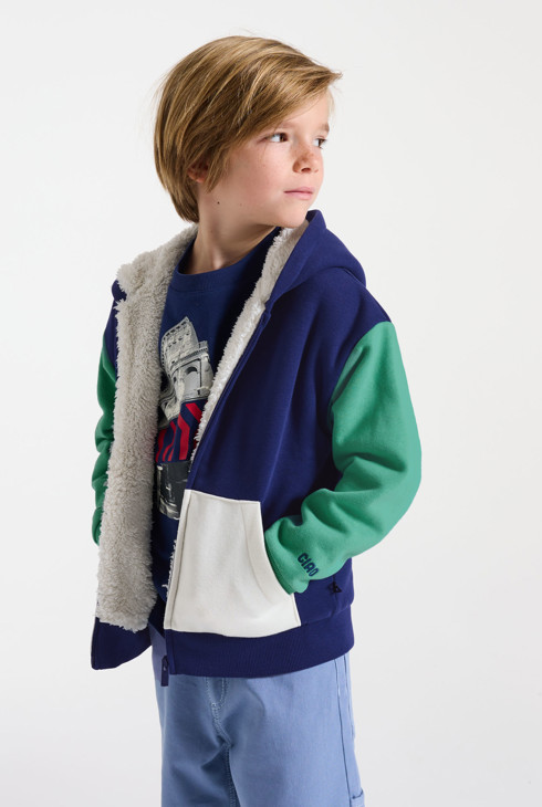 Sweat à capuche bleu colorblock Garçon 2