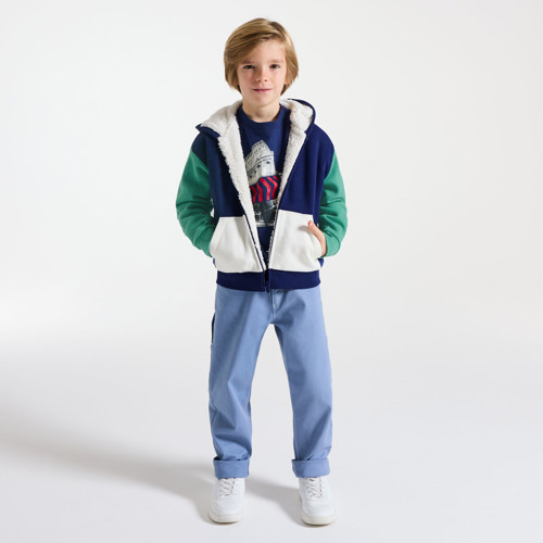 Sweat À Capuche Bleu Colorblock Garçon - Bleu Navy - 8A - OKAIDI