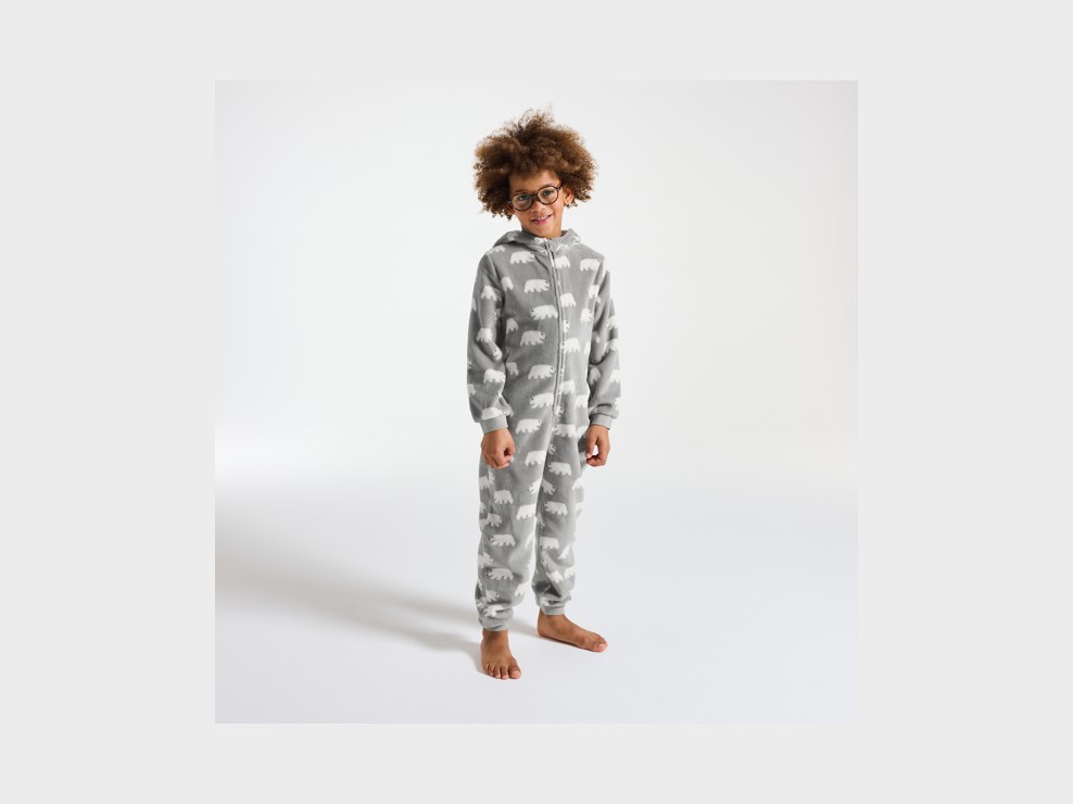 Grenouillère grise motif ours Garçon 1