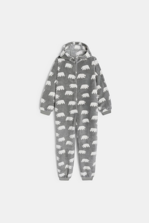 Grenouillère grise motif ours Garçon 2