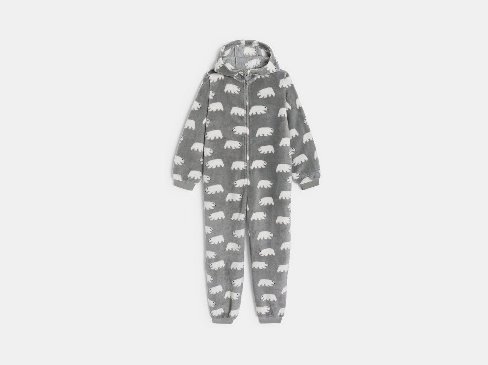 Grenouillère grise motif ours Garçon 2
