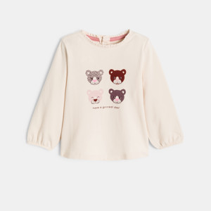T-Shirt beige Tiermotiv Kleinkind Mädchen