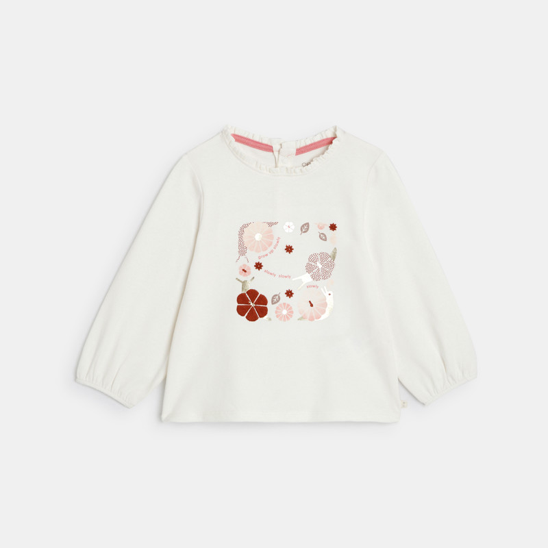 T-Shirt beige Tiermotiv Kleinkind Mädchen